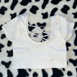 Aerie White Crisscross Back Crop Top